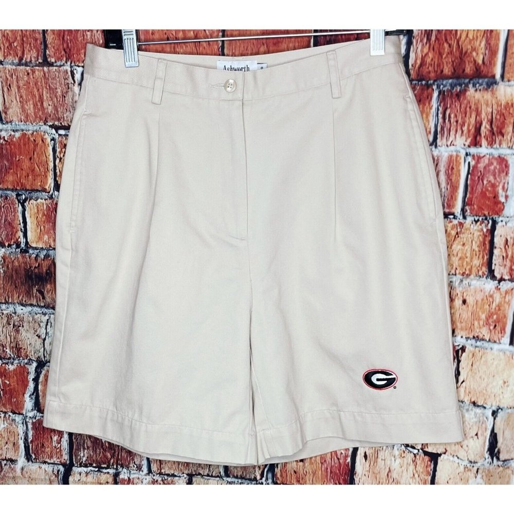 Georgia Bulldogs UGA Dawgs Ashworth Golf Classic Khaki Shorts Womens Size 8